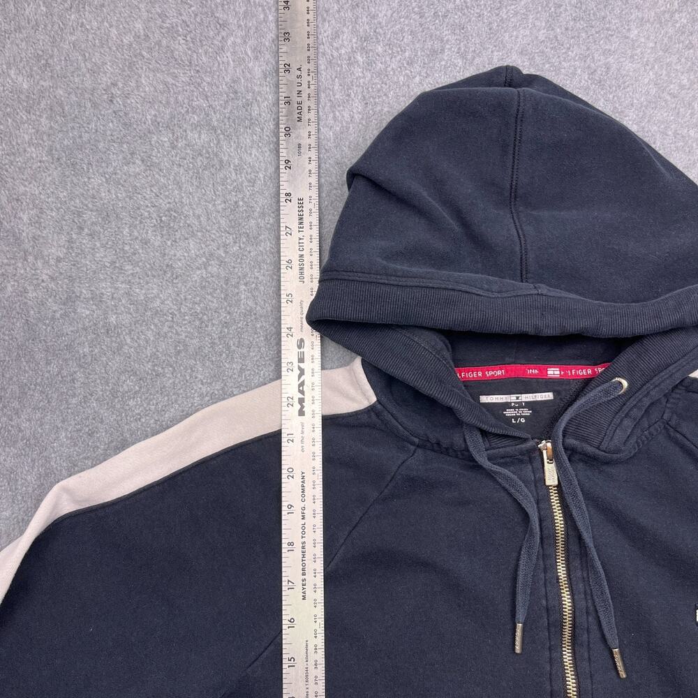 tommy hilfiger sports hoodie blue full zip sweatshirt large - Picture 5 of 10